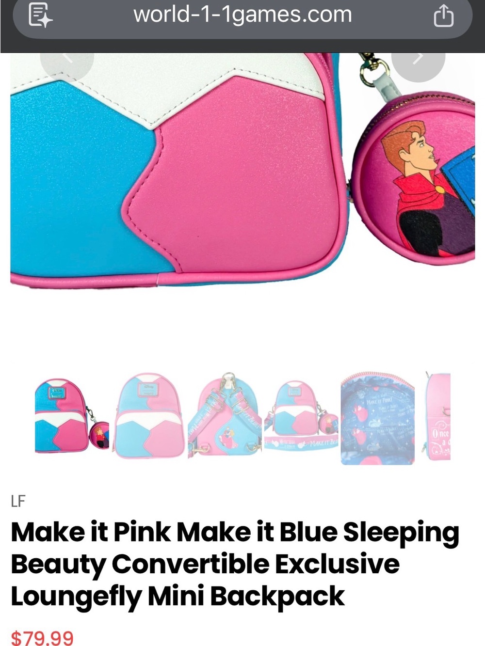 Loungefly Sleeping Beauty Convertible Mini Backpack - Picture 11 of 11